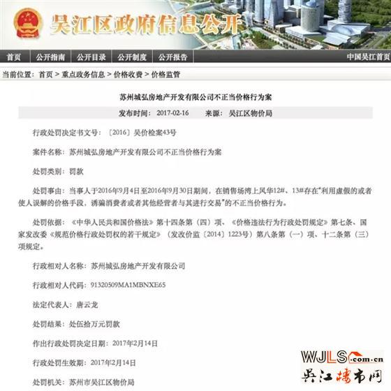 新城灣上風(fēng)華價(jià)格欺騙 物價(jià)局罰款50萬(wàn)