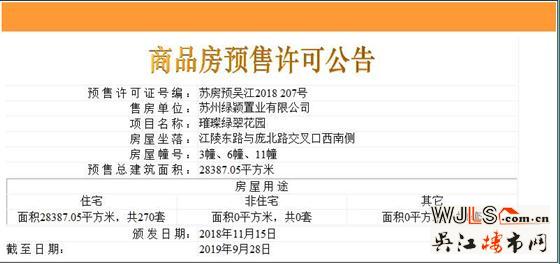 吳江兩盤齊領(lǐng)預(yù)售證 11月18號(hào)開盤