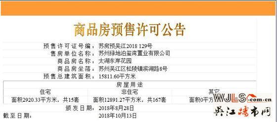 綠地太湖東岸花園高層領(lǐng)證 備案單價(jià)27593起