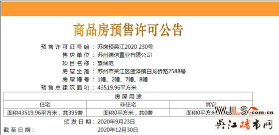 德信望瀾庭領預售證  備案價12949-17649元/平米