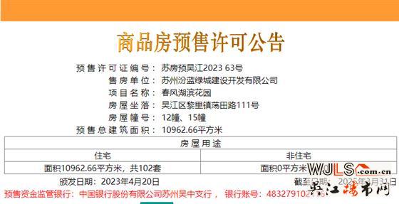 均價22440元/平！春風(fēng)湖濱領(lǐng)取預(yù)售證