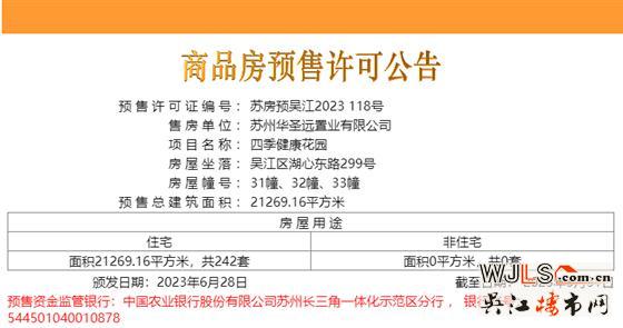 均價21319.84元/㎡！四季健康花園領(lǐng)預(yù)售證