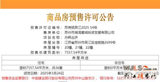 領證！丹楓云廬備案均價37735元/平
